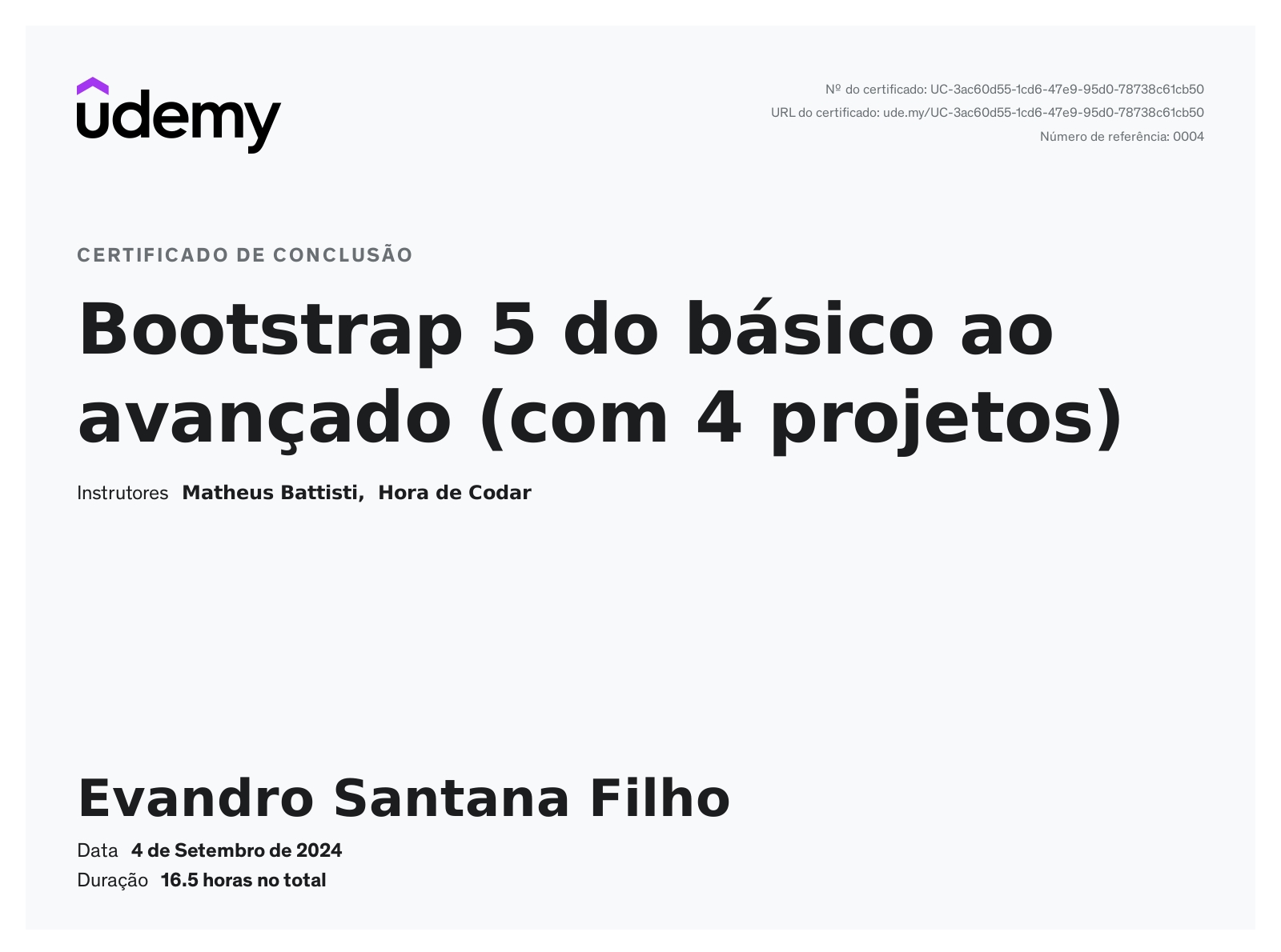 Certificado Udemy de Bootstrap 5