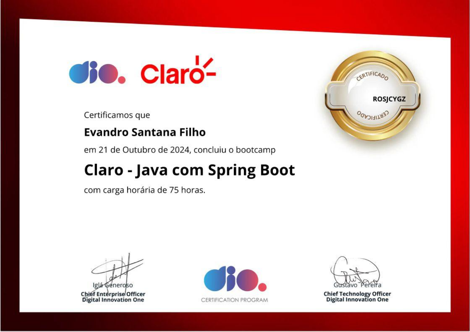 Certificado Dio Bootcamp 2024