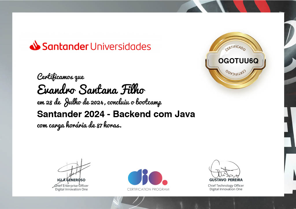 Certificado Dio Bootcamp 2024